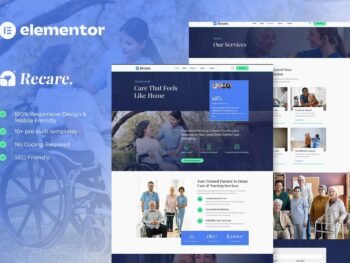 Recare - Kit Template Kit Elementor para cuidados domiciliares e enfermagem privada