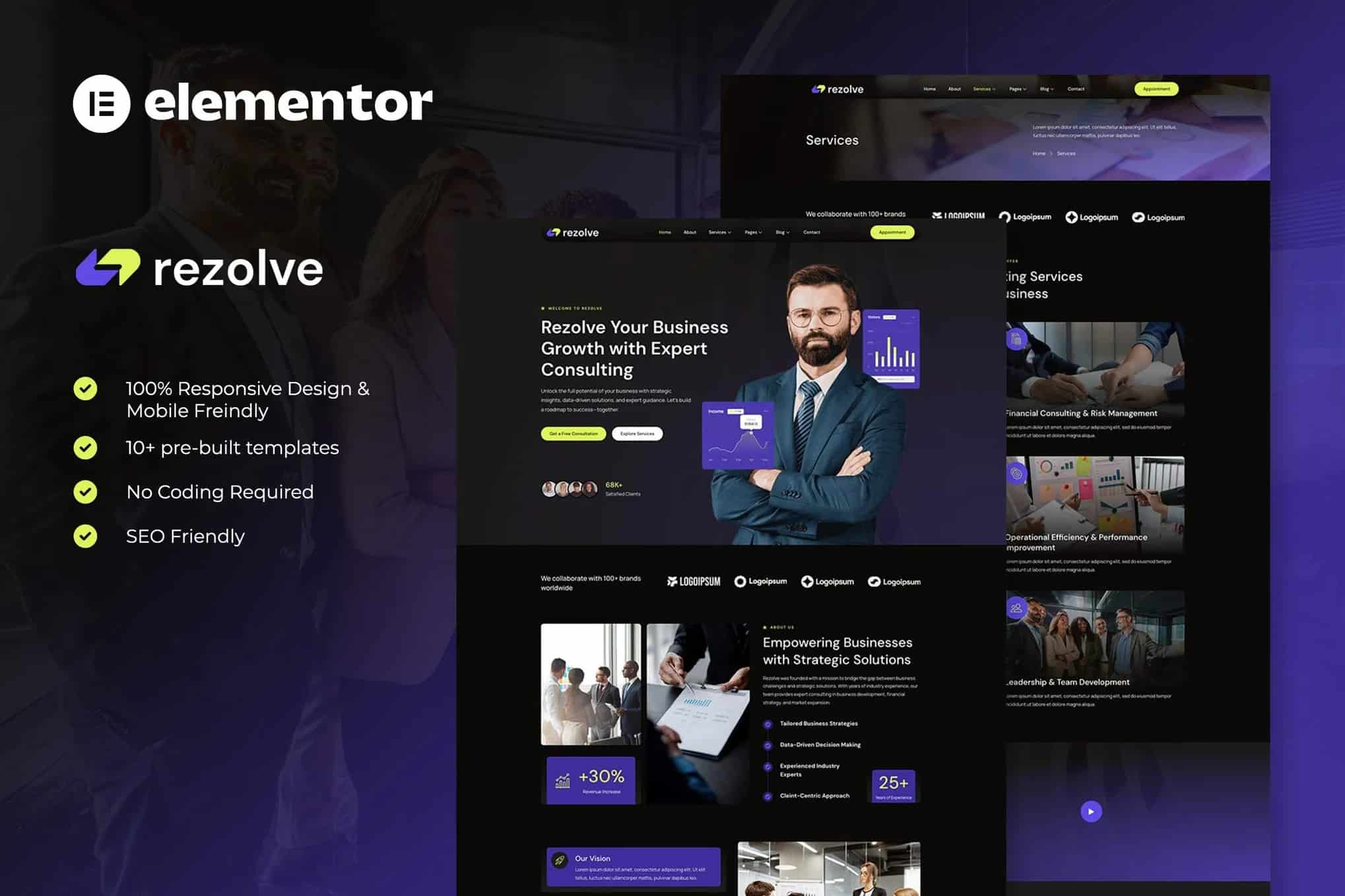 Rezolve - Kit de Templates Elementor de consultoria de negócios