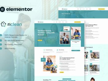 Rclean - Kit de modelos Elementor para empresas de serviços de limpeza