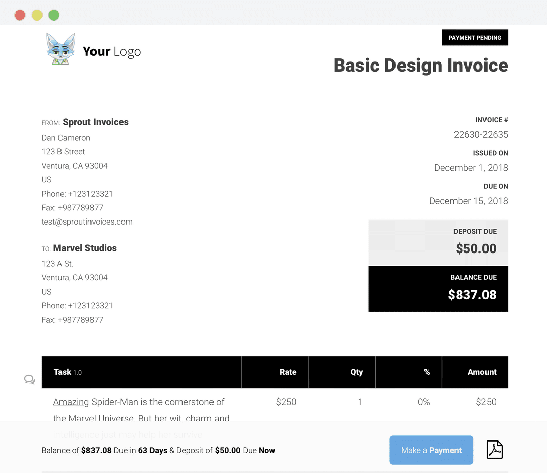 Sprout Invoices Pro - Aceite orçamentos, crie faturas e receba pagamentos de faturas