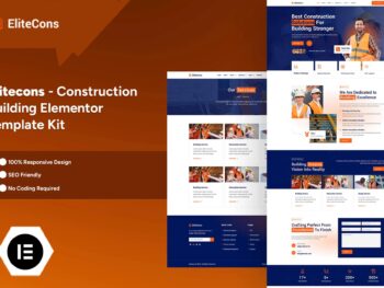 Elitecons - Kit de Templates Elementor Pro para edifícios de construção