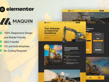Maquin - Kit de modelos Elementor Pro para aluguel de equipamentos de construção