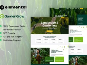 GardenGlow - Kit de modelos Elementor Pro para jardinagem e paisagismo
