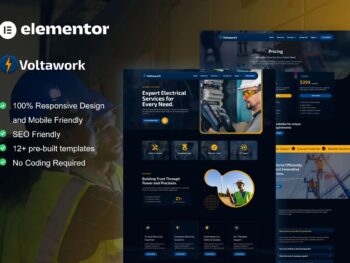 VoltaWork - Kit de modelos Elementor para serviços elétricos
