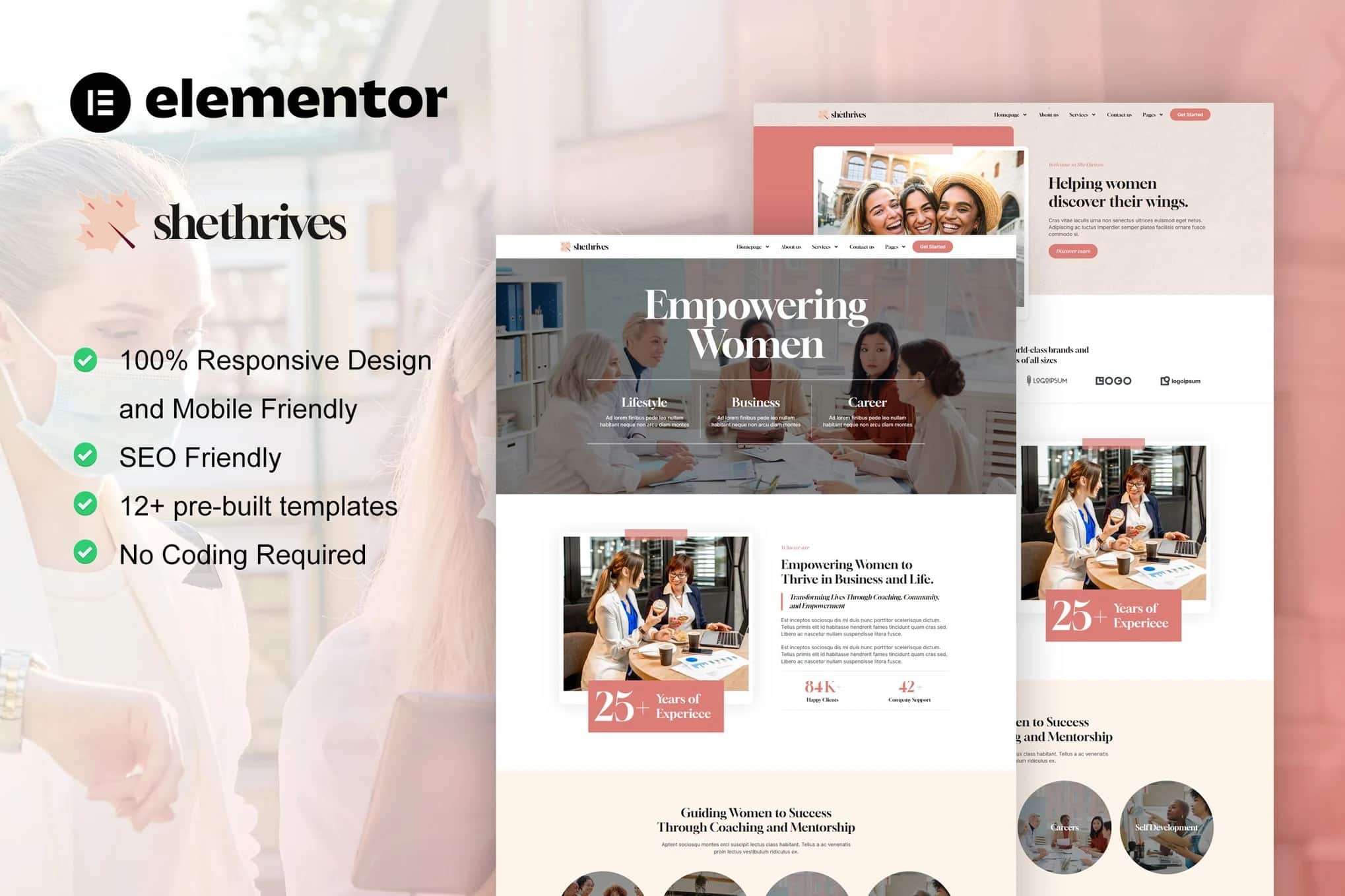 SheThrives - Kit de modelos femininos Business Elementor Pro