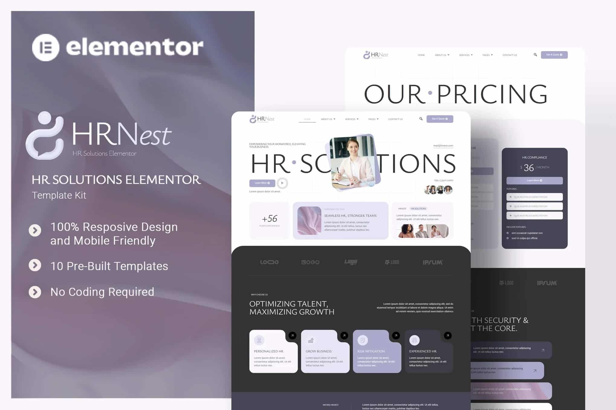 HRNest - Kit de modelos Elementor de soluções de RH